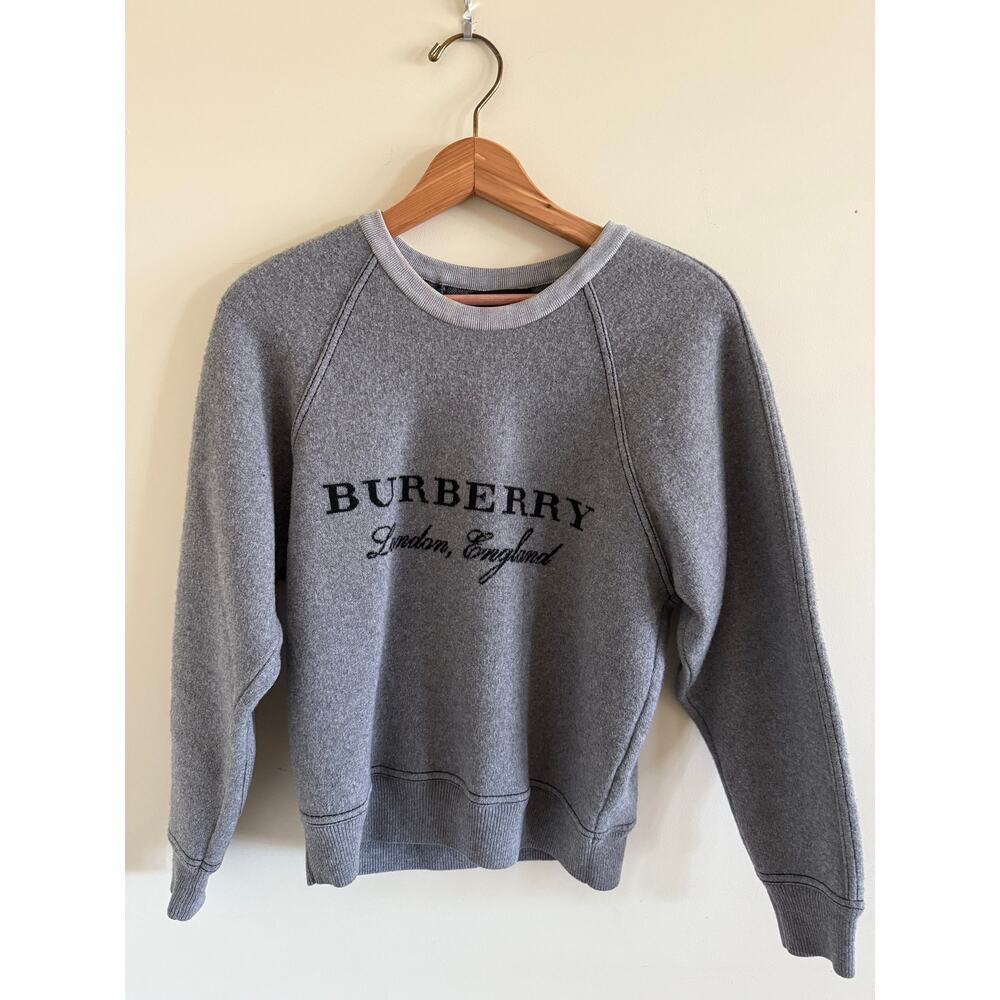 Burberry London England Embroidered Logo Gray Sweatshirt
